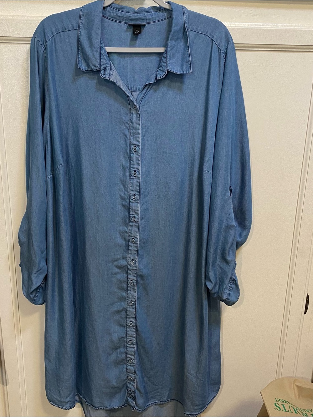 torrid Light Blue Denim-Look Button-Front Top Tunic